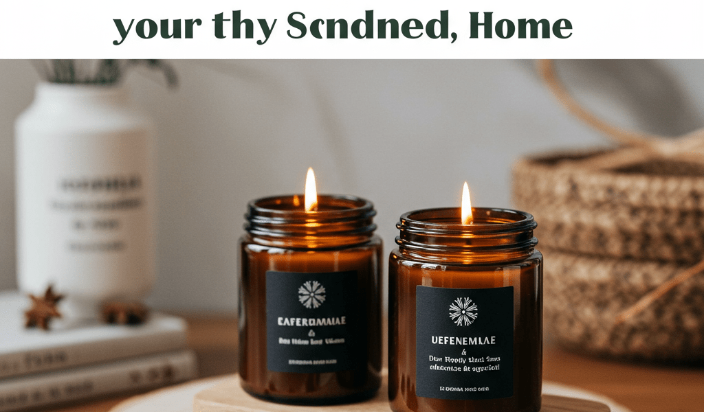 DIY candle making supplies for cozy, scented home. Homemade candles, wax, fragrance oils.