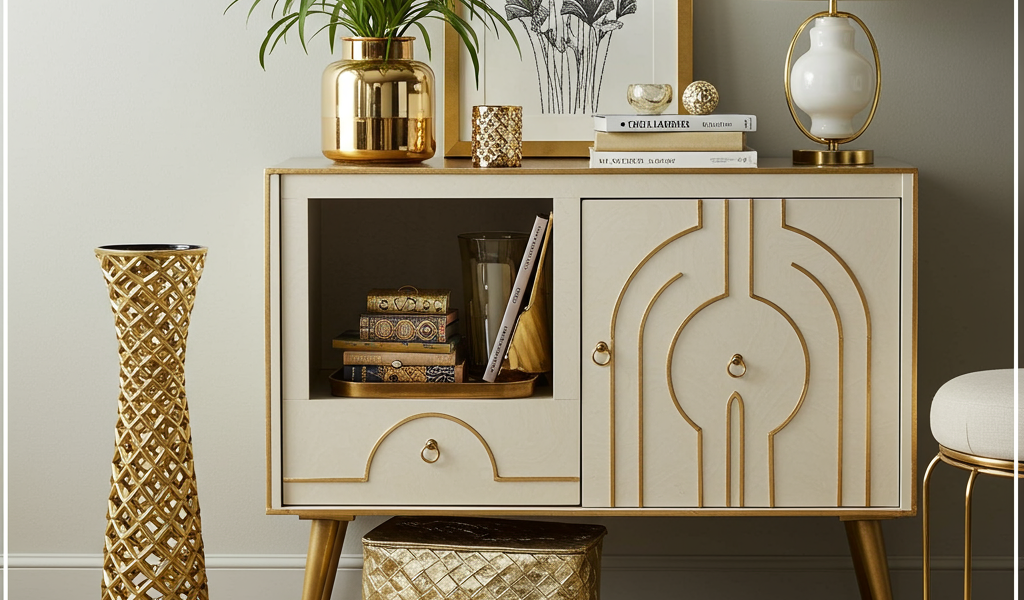Art Deco DIY decor accents: 13 vintage glamour projects. Geometric patterns, metallic finishes, luxurious details.
