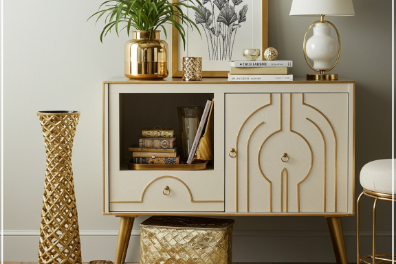 Art Deco DIY decor accents: 13 vintage glamour projects. Geometric patterns, metallic finishes, luxurious details.