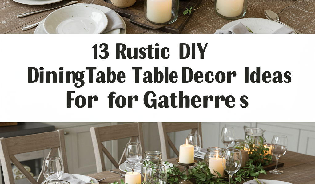 Rustic DIY dining table decor ideas for gatherings. Farmhouse centerpiece, charming place settings.