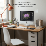 DIY home office setup: stylish, productive & comfortable workspace. Ergonomic desk, creative decor.
