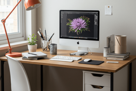DIY home office setup: stylish, productive & comfortable workspace. Ergonomic desk, creative decor.