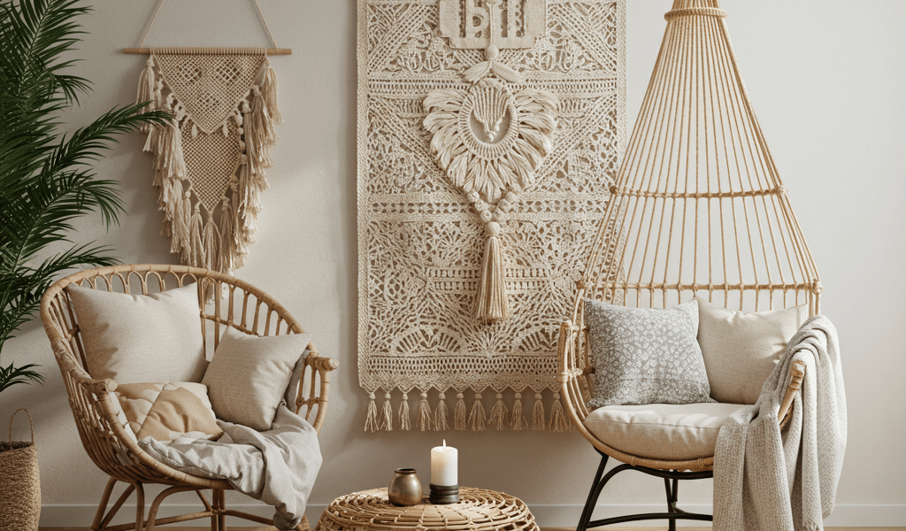 Boho chic DIY decor: 15 relaxed oasis projects. Macrame, plants, natural textures.