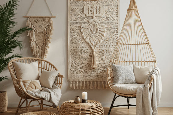 Boho chic DIY decor: 15 relaxed oasis projects. Macrame, plants, natural textures.