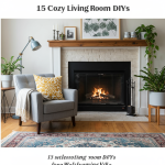 Cozy living room DIY ideas. Warm, inviting decor. Handmade accents. Welcoming vibe.