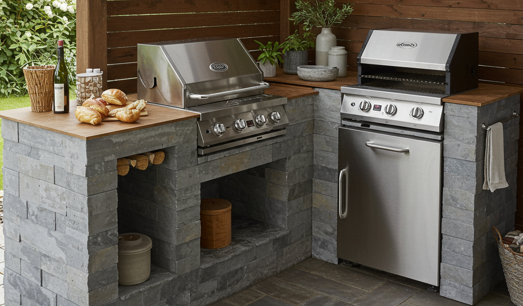 Budget-friendly DIY outdoor kitchen & BBQ area ideas. Affordable patio grill station designs & builds.