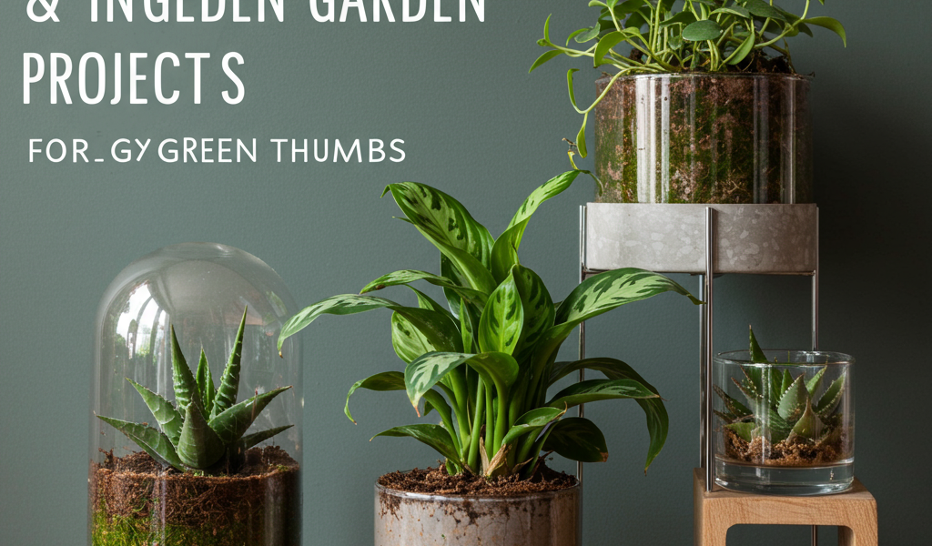 DIY terrarium & indoor garden projects. Green thumb inspiration. Creative plant crafts.